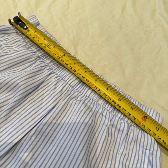 Zara High Waist Blue & White Striped Wide Leg Cropped Pants with Pockets, Size S - Picture 9 of 10